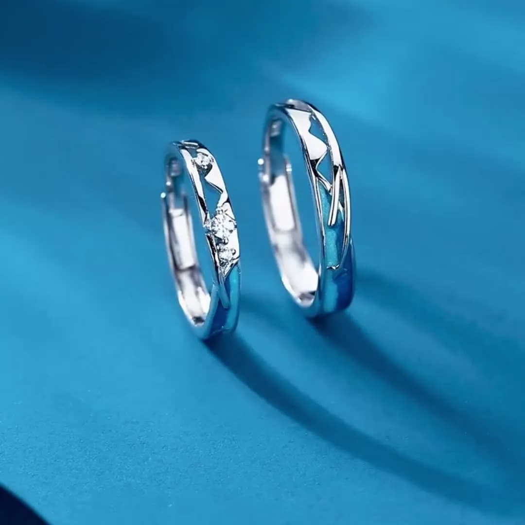 JUNTOS EN EL FIRMAMENTO: ANILLOS DE PAREJA EN PLATA 925, NUESTRO AZUL INFINITO 3