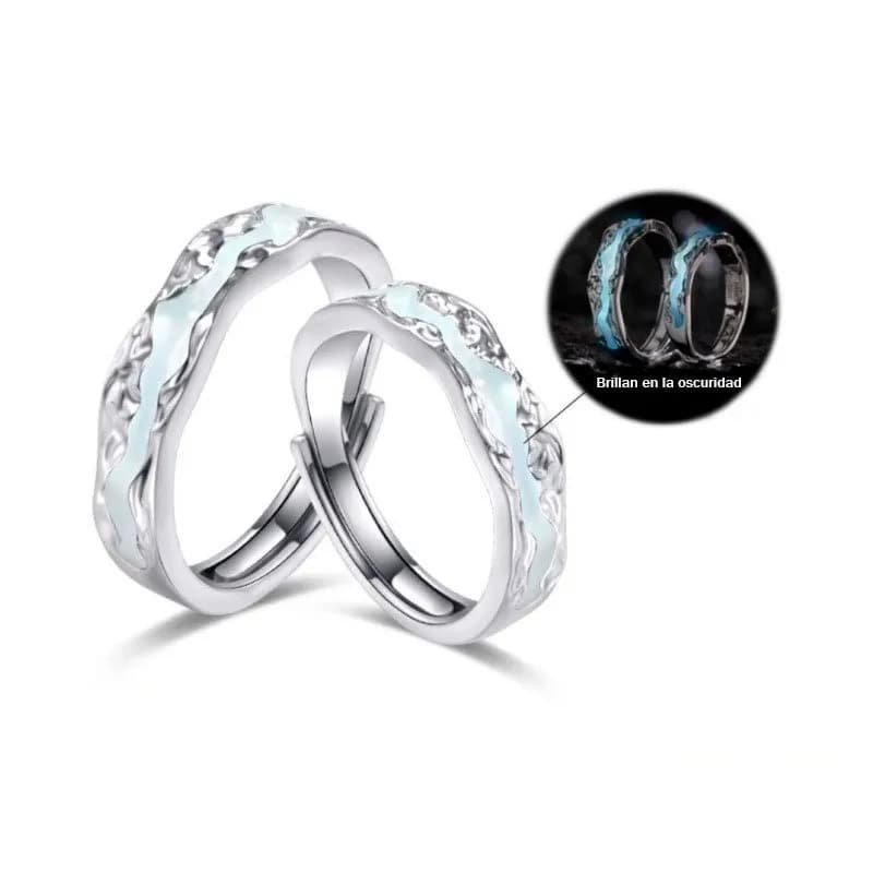 ETERNO RESPLANDOR: ANILLOS DE PAREJA DE PLATA 925 CON BRILLO NOCTURNO 2