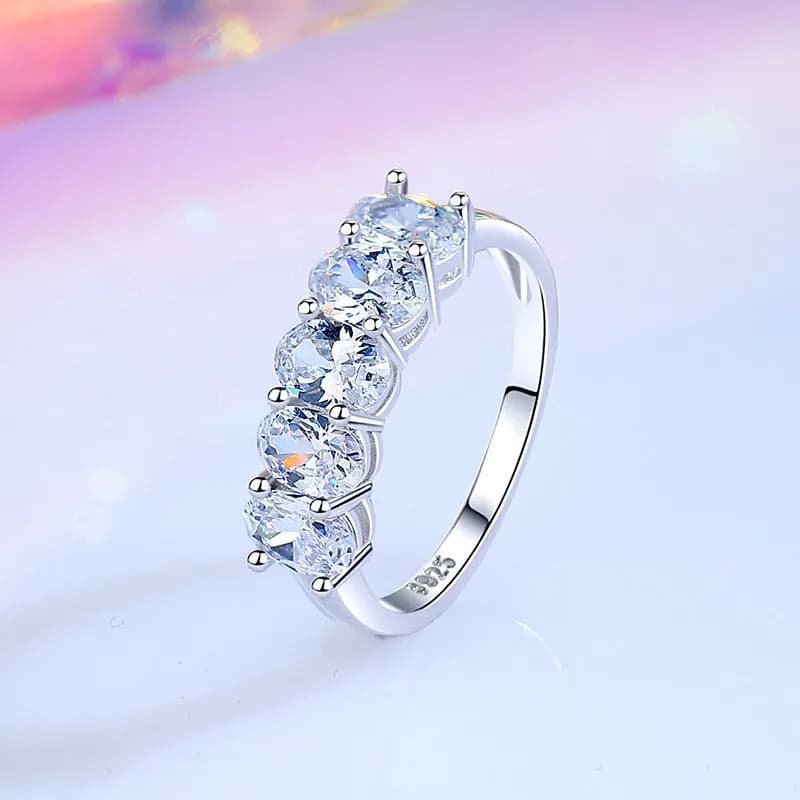 Anillo de plata de ley S925, anillo apilable de circonita con incrustaciones