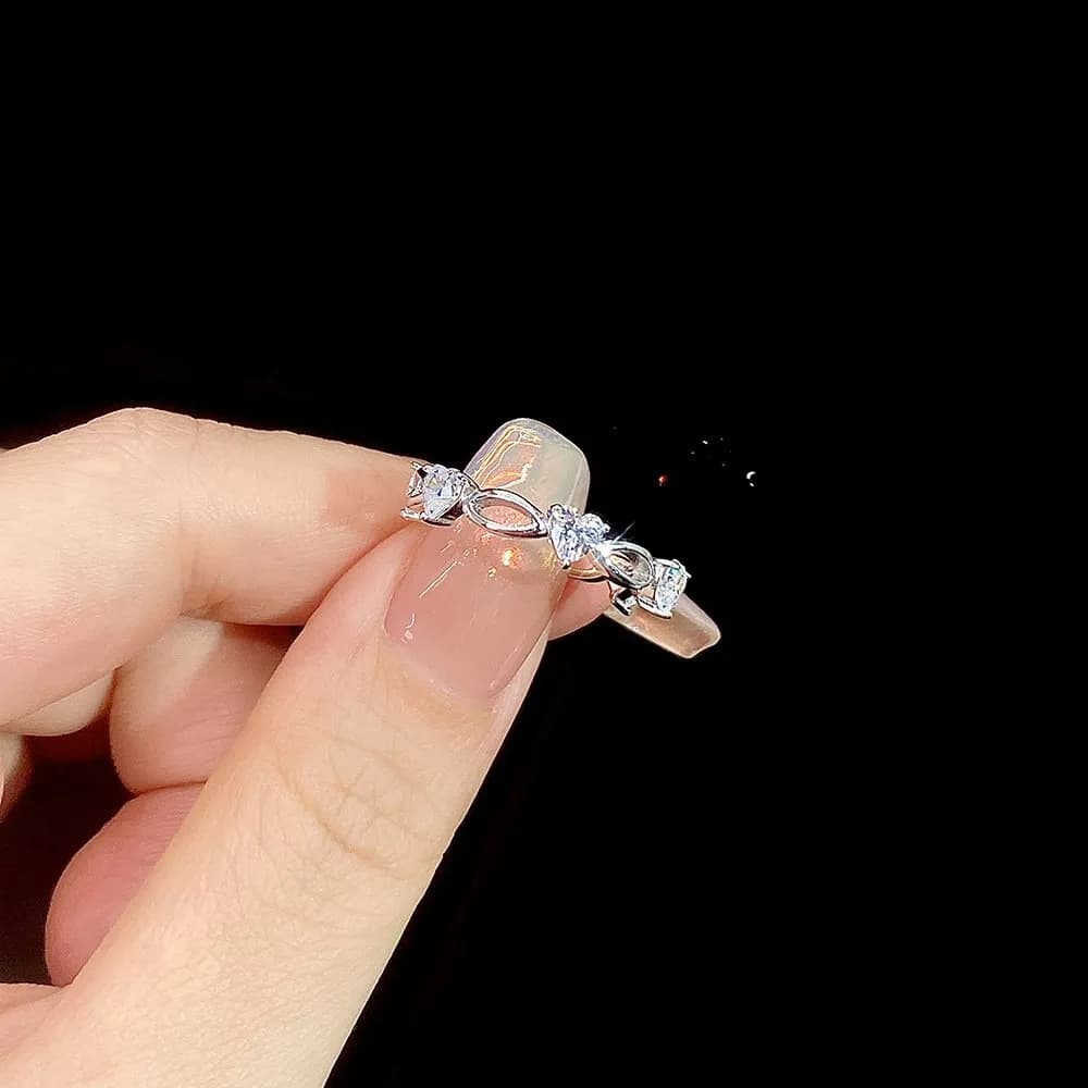 Susurros del Corazón Anillo de plata de ley s925 para mujer, lujo ligero 2