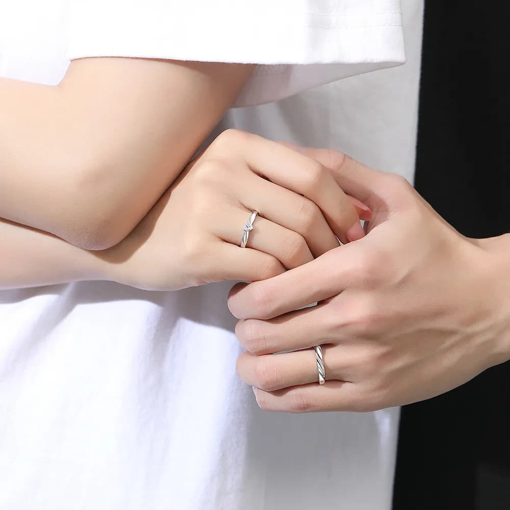 Latido del corazón, anillo de plata de ley S925, anillo liso de lujo ligero de gama alta 3