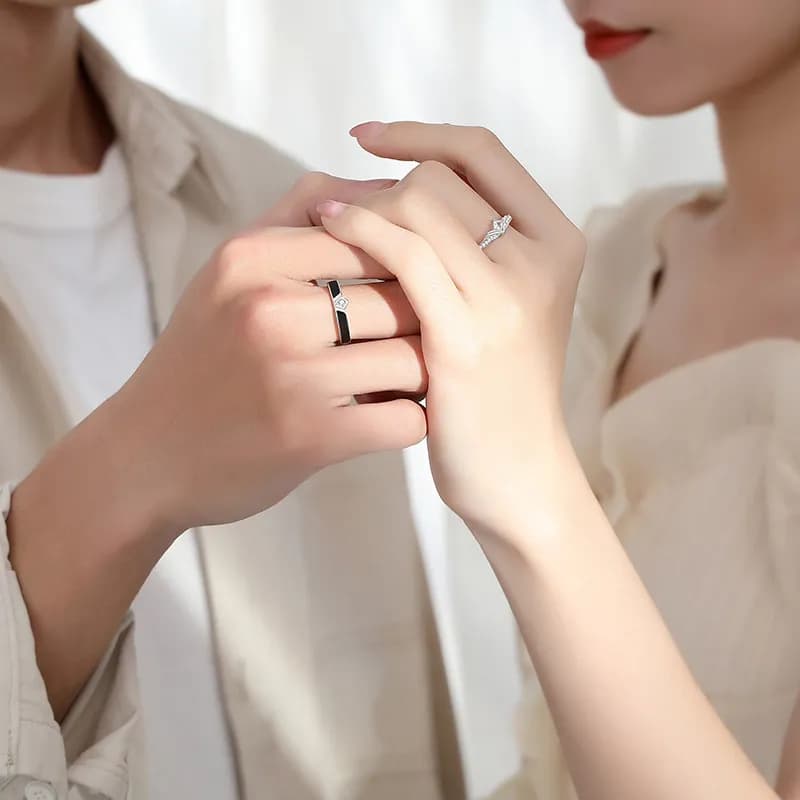 El amor de la realeza anillos de pareja inspirados en coronas reales, en plata 925 2