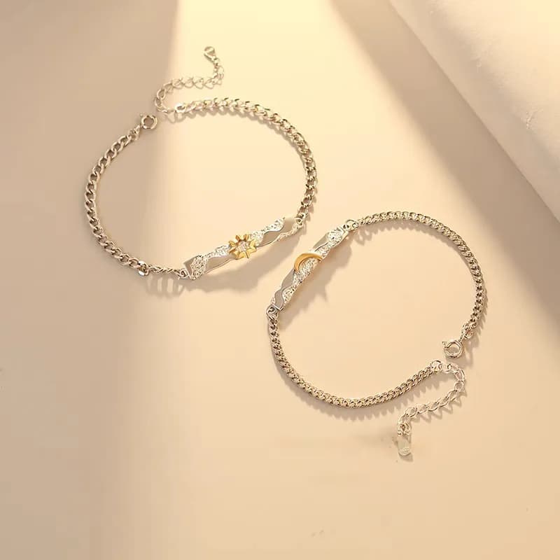Pulsera de pareja Sol & Luna 🌞🌙 Un amor que brilla siempre, en plata 925