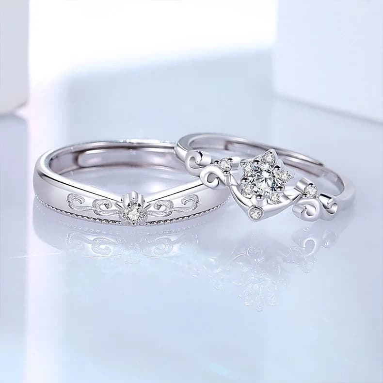 Coronas de Amor: Anillos de Pareja en Plata Esterlina 925 para Novios