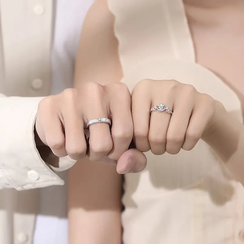 Coronas de Amor: Anillos de Pareja en Plata Esterlina 925 para Novios 3
