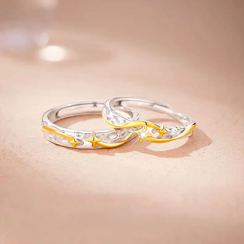 Amor Estelar: Anillos de Pareja Inspirados en las Estrellas Fugaces Plata 999