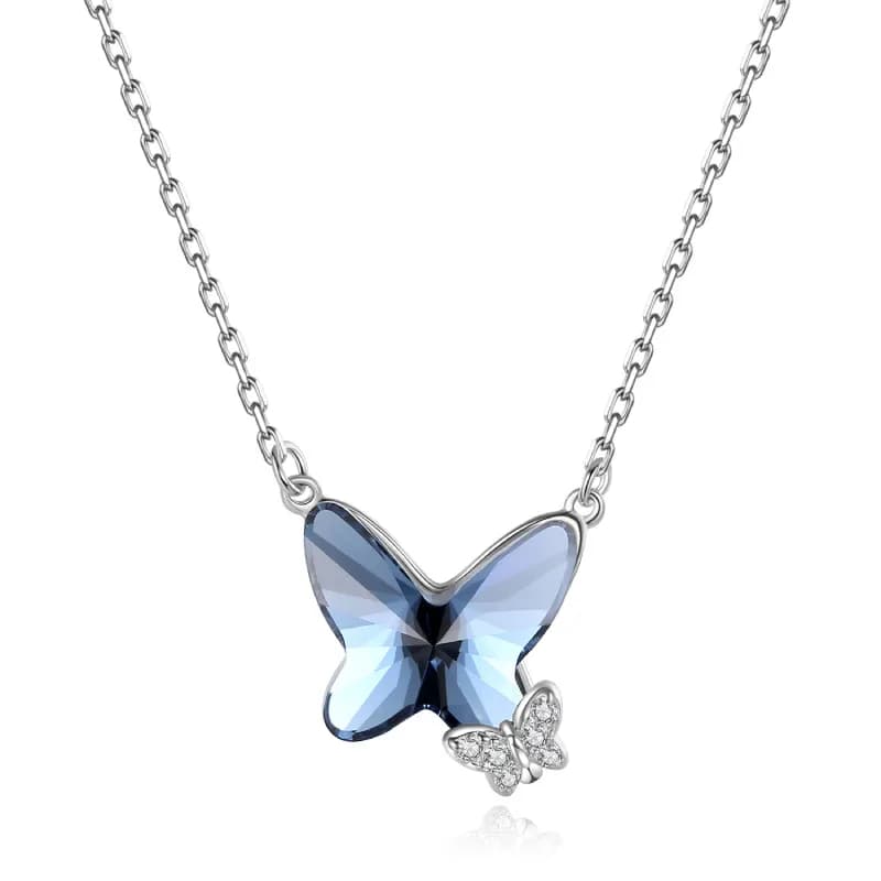 Encanto de Mariposa Azul: Collar de Cristal en Plata S925 3