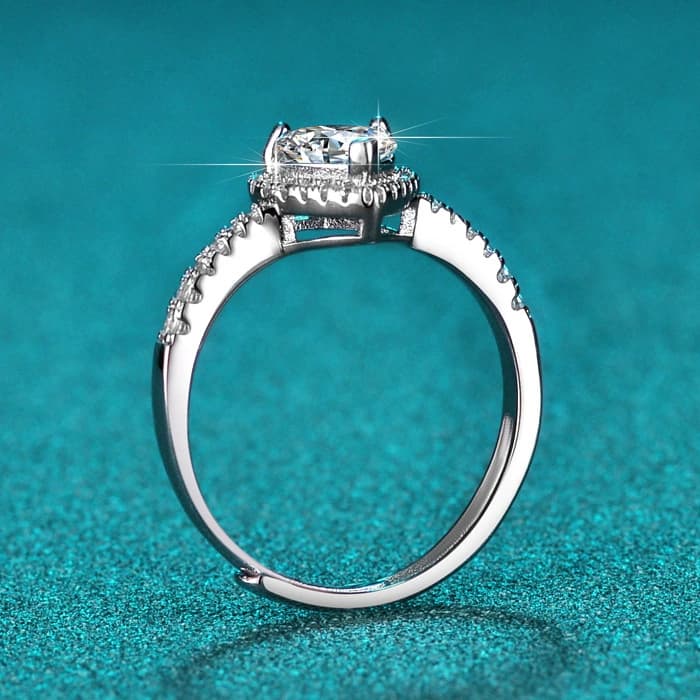 Anillo de Promesa – Corazón Ajustable con Halo de Brillantes 5