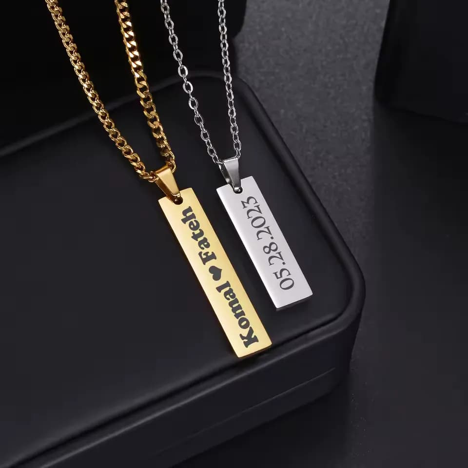Collar "Minimal Bar" en Acero Inoxidable – Personalizable con Grabado Láser