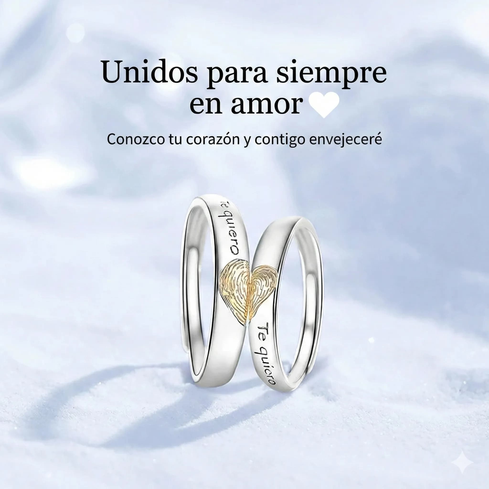 Set de Anillos de Promesa Ajustables "Huellas de Amor" - Grabado Te Quiero
