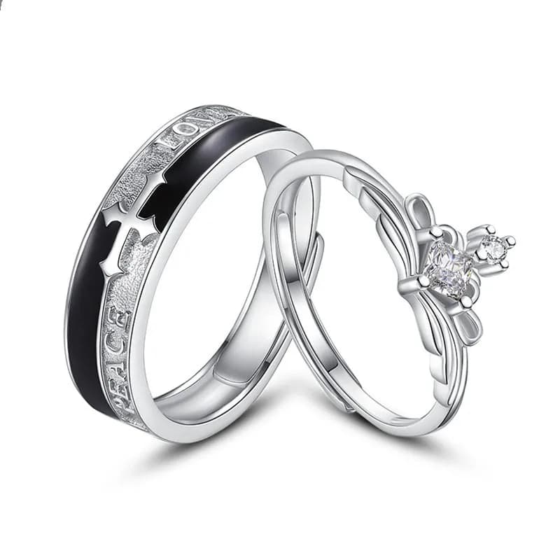 AMOR REAL: ANILLOS DE PRINCESA Y CABALLERO CON AJUSTE DE APERTURA Y ELEGANCIA 2