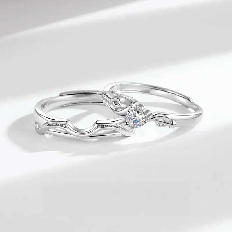 UNIÓN PERFECTA: ANILLOS DE FLECHA DE CUPIDO EN PLATA 999, DOS PIEZAS 5